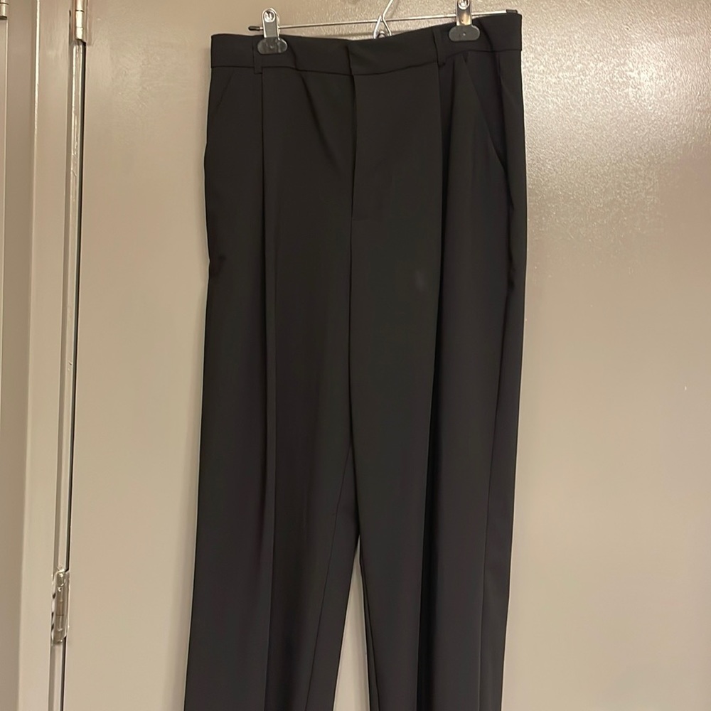 NWOT Zara Black High Waisted Wide Leg Trousers Size Large